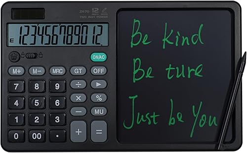 Calculadora de escritorio con pantalla grande con almohadilla de escritura borrable de 7 pulgadas, pantalla grande de 12 dígitos, calculadora jumbo,