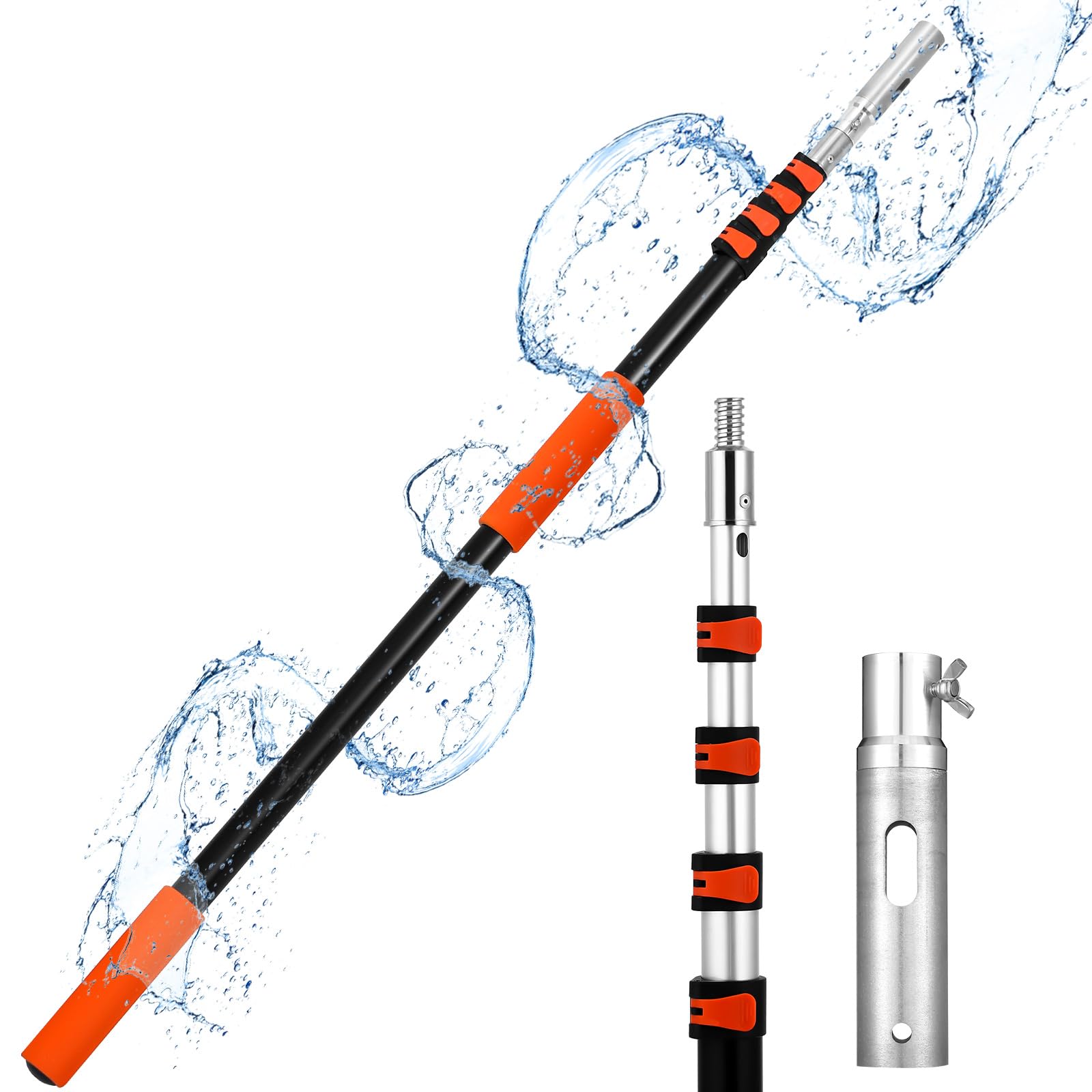 Aluminum Pool Pole Telescopic Pool Cleaning Pole Telescoping Swimming Pool Pole Heavy Duty Extension Cleaning Equipment for Skimmer Net Brush Vacuum Head Rake(Stylish,16 ft)