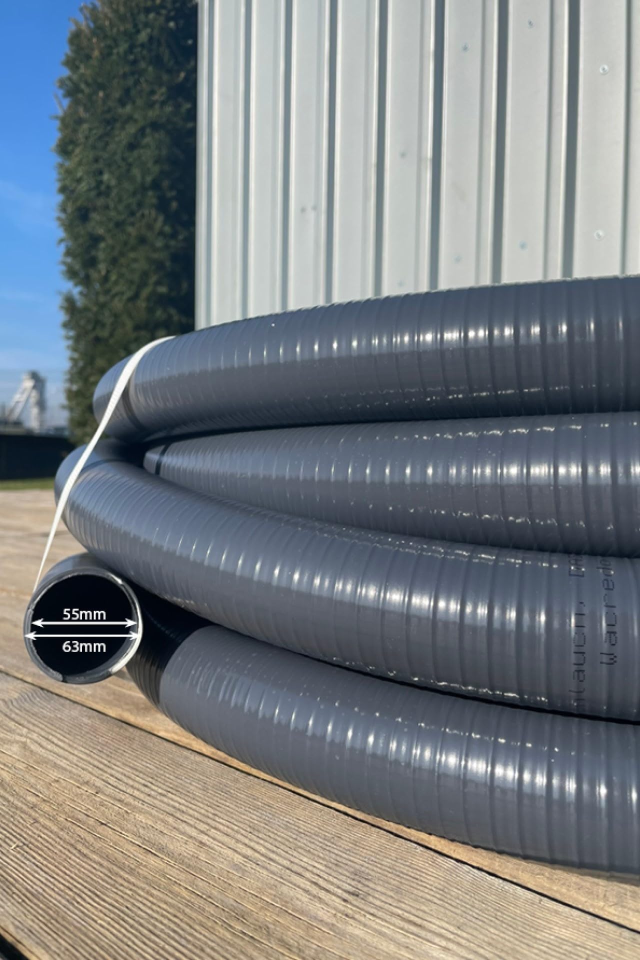 Wacredo PVC Klebeschlauch DA50-63mm Poolschlauch flex Rohr grau Rolle 25m