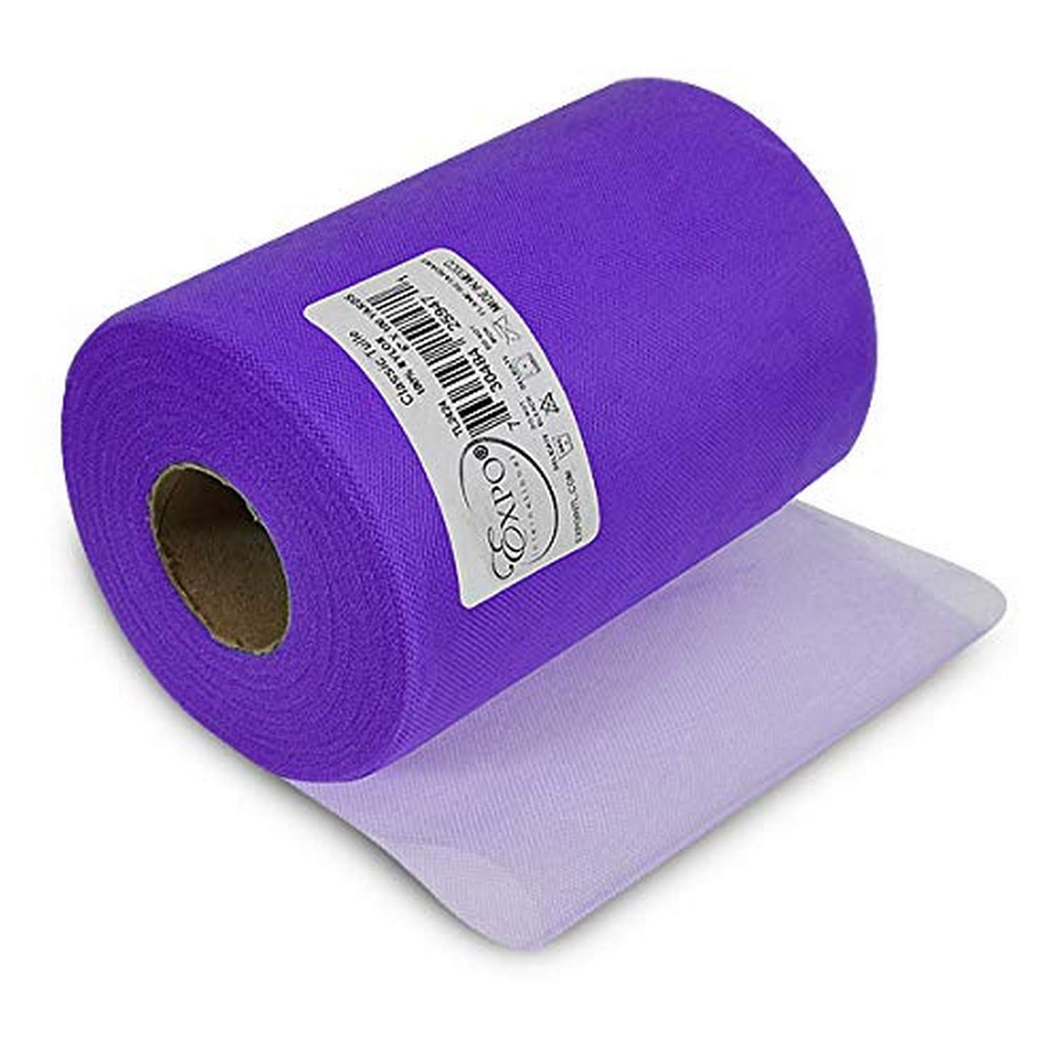 Expo InternationalInc Trims by The Yard Premium Matte Spool of 6-inch X 100 Yards, Purple (5 Yard Cut) Tulle
