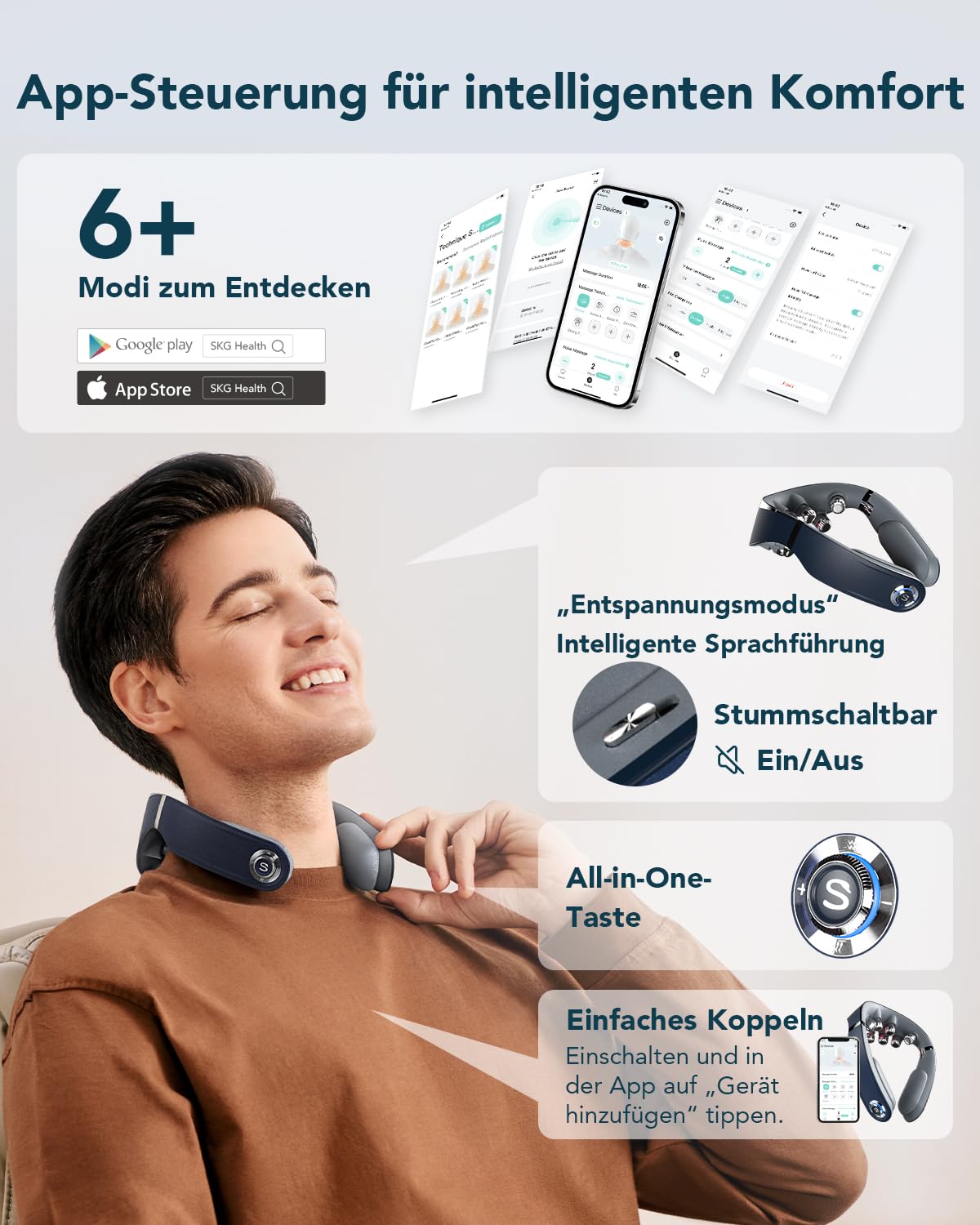 SKG G7 Pro Fold faltbare Nackenmassagegerät mit Wärme kabellos tragbar Puls- und Vibrationsmassage