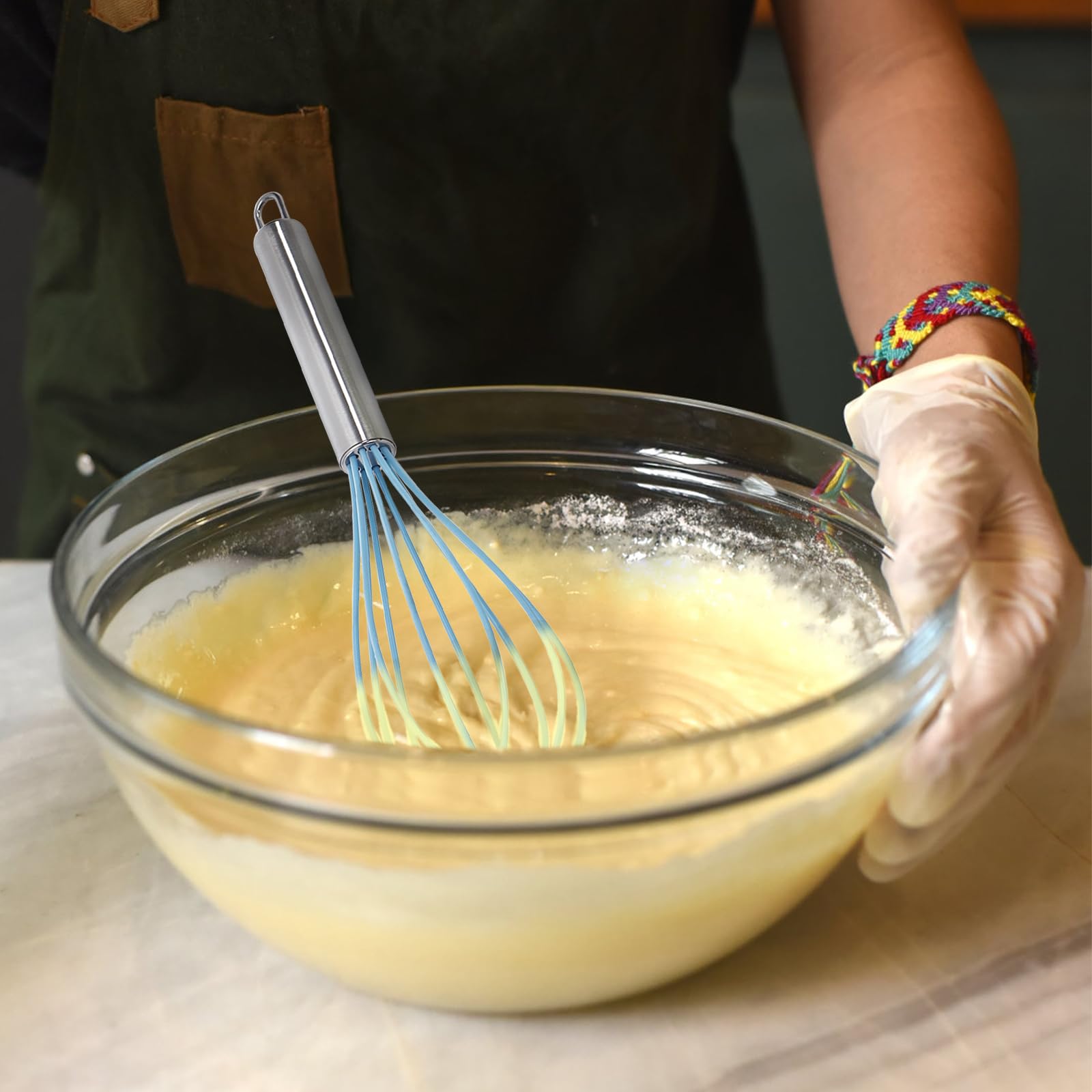 Cididu Wisking Silikon-Schneebesen zum Kochen, 25,4 cm, kratzfest, flexible Gummi-Schneebesen für antihaftbeschichtete Pfannen, Küchenhandbesen zum Mischen, Schlagen und Backen, BPA-frei