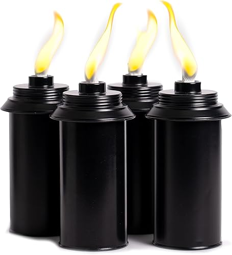 Miniatura 8 de Recipientes de repuesto para antorcha (16 onzas). Compatible con antorchas Tiki. Apertura fácil de llenar. Paquete de 4 unidades de metal estándar