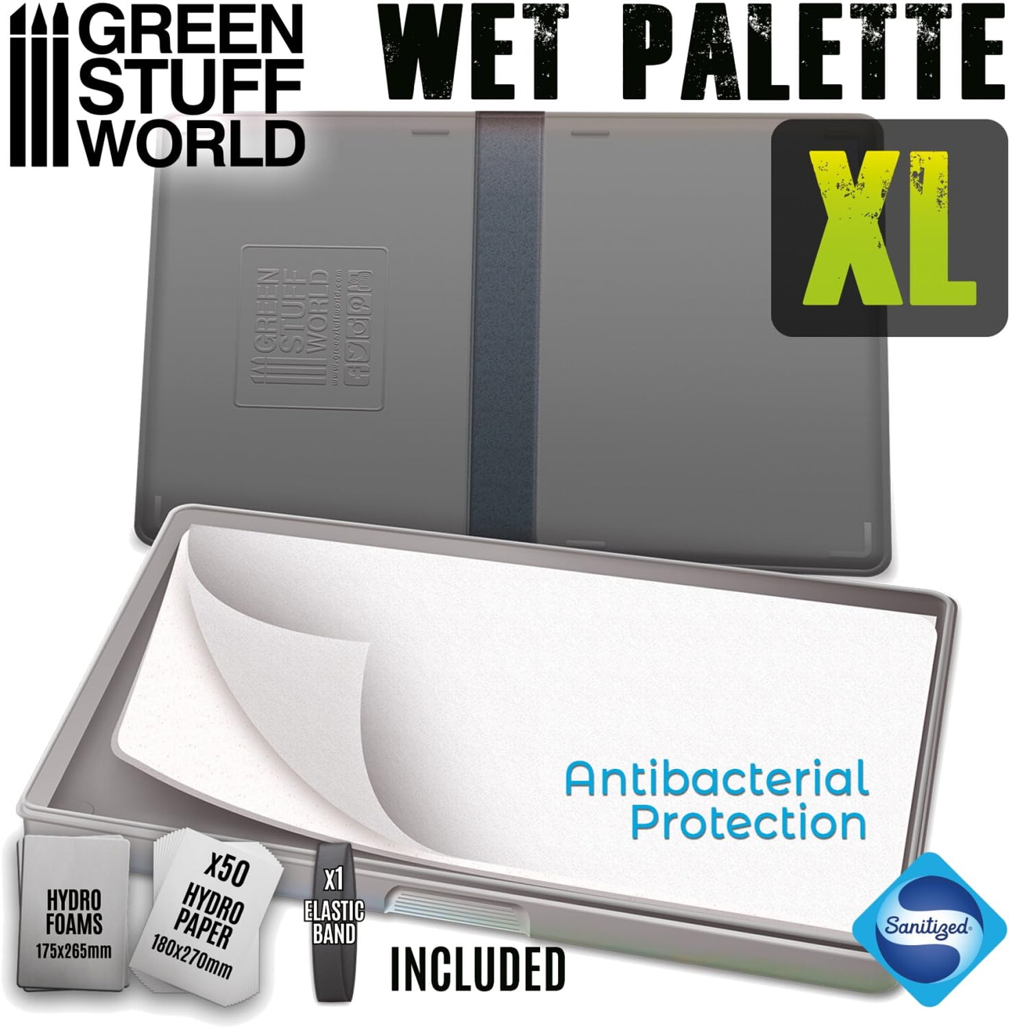 Green Stuff World Wet Palette XL Large - Wet Palette XL Antibatterica per dipingere figure in miniatura con colori acrilici