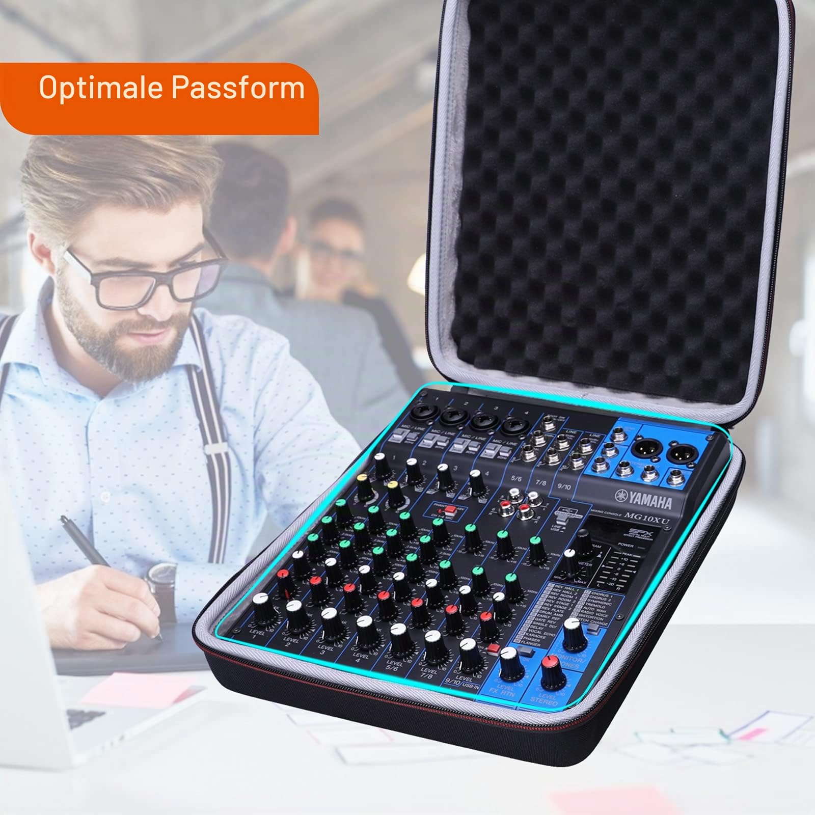 L LTGEM Eva-Hartschalenkoffer für Yamaha MG10XU oder MG10 oder MG06 10-Eingang Stereo-Mixer – Reise-Schutz-Tragetasche