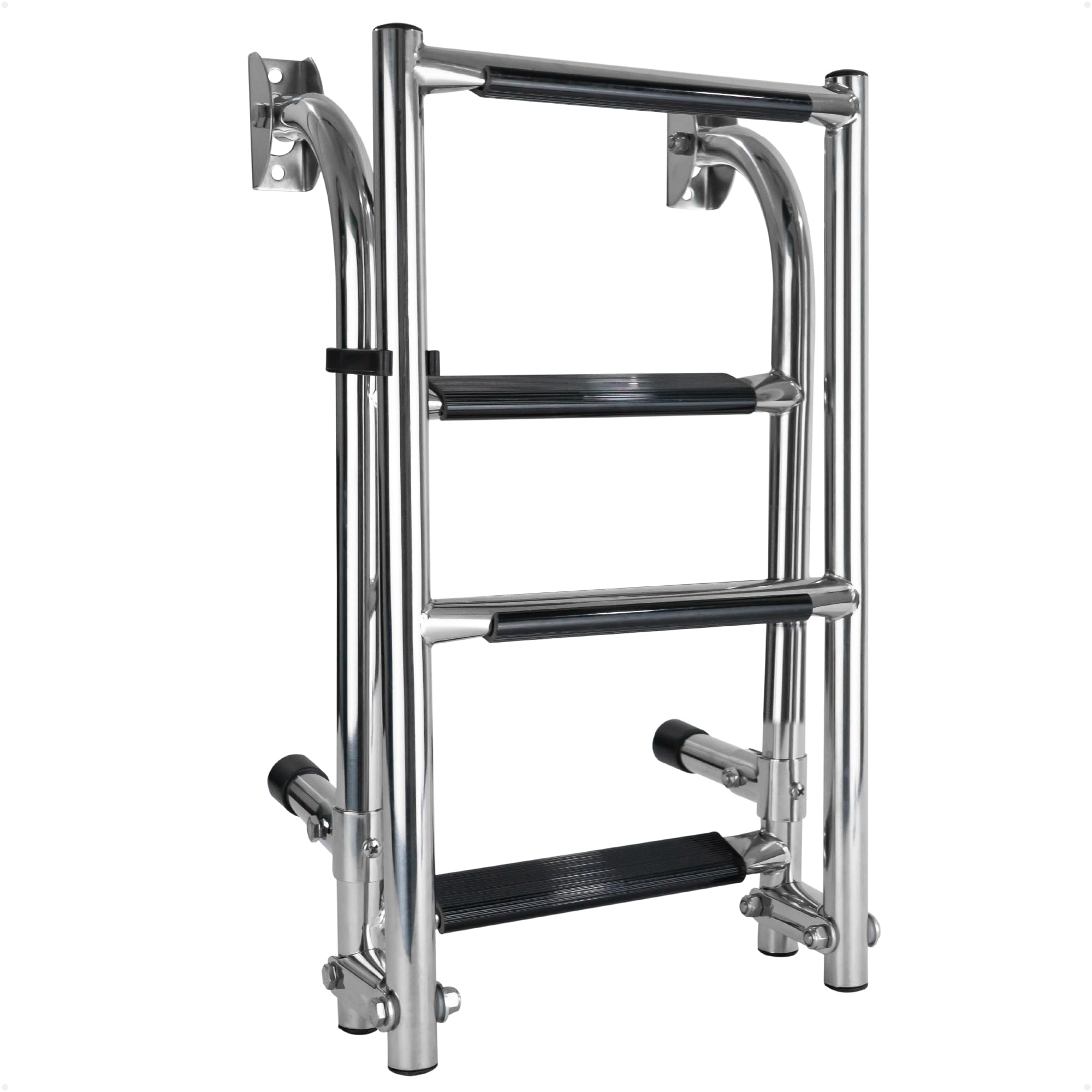 Five Oceans 4-Step Folding Boat Ladder - Stainless Steel for Pontoons, Fishing, Bass & Sport Boats - FO4500
