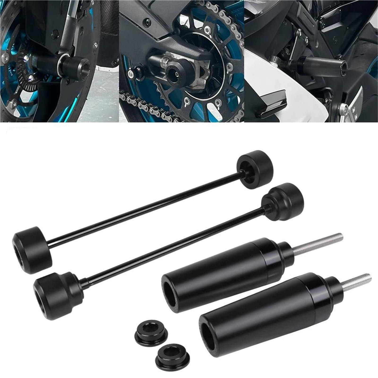 Sturzschutz Sturzpads Motorrad-Rahmengleiter, Sturzpads, Sturzpads Für CFMOTO 675SR-R, 675SS, 675NK, 675 SR-R, SR SS, NK, Vorderachsgleiter, Hinterradschwingenschutz Fallschutz(SCHWARZ 1)