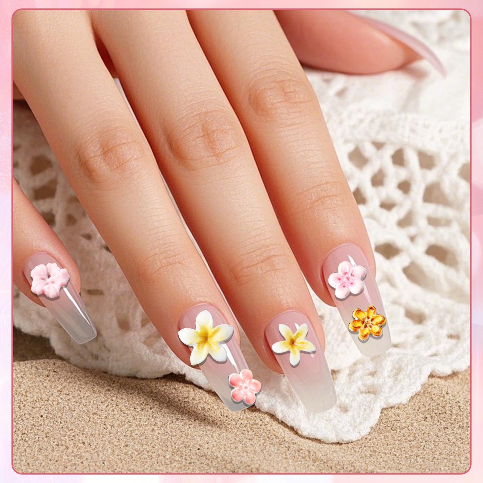 4 stampi in silicone per unghie a forma di fiore, stampi per nail art in gel 3D, stencil floreali, strumenti di design fai da te, accessori per manicure e decorazioni
