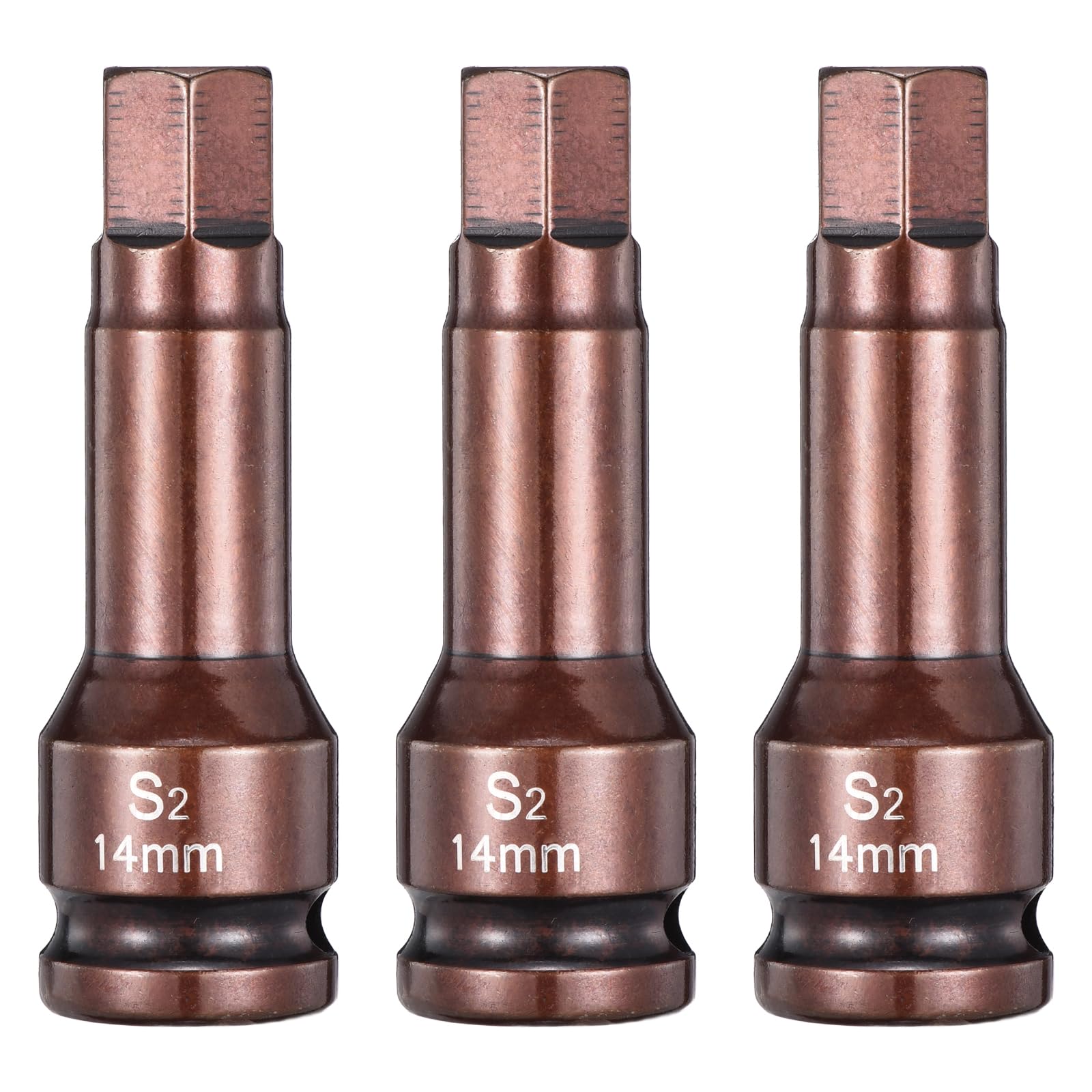 sourcing map 3pcs Impact Hex Bit Socket 1/2" Drive 14H (14mm) Hex Bits 3" Length S2 Steel Metric Impact Wrench Socket Adapter Tool for Automotive Repair Industrial Construction and Home DIY — image 1