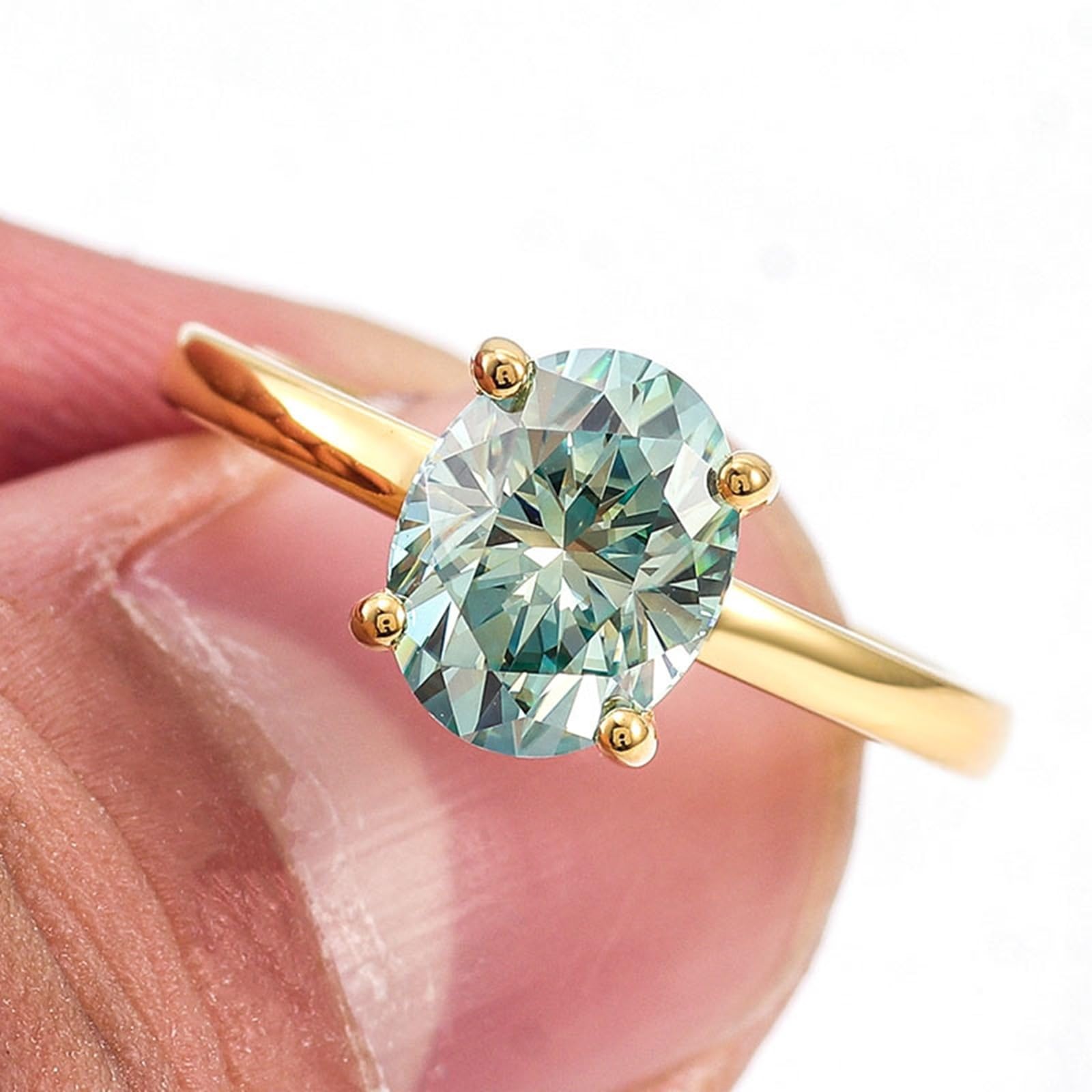 Anillo de banda para mujer, oro amarillo 375/585/750, 9 K/14 K/18 K, oro auténtico, anillo de compromiso, anillos de boda, solitario con grabado, alianzas con moissanite 2 ct para mujeres