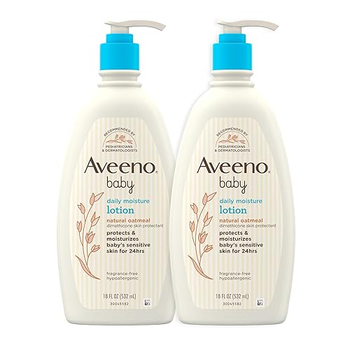 AVEENO BABY Loción corporal hidratante diaria para pieles delicadas, avena coloidal natural y dimeticona, loción hidratante hipoalergénica, sin