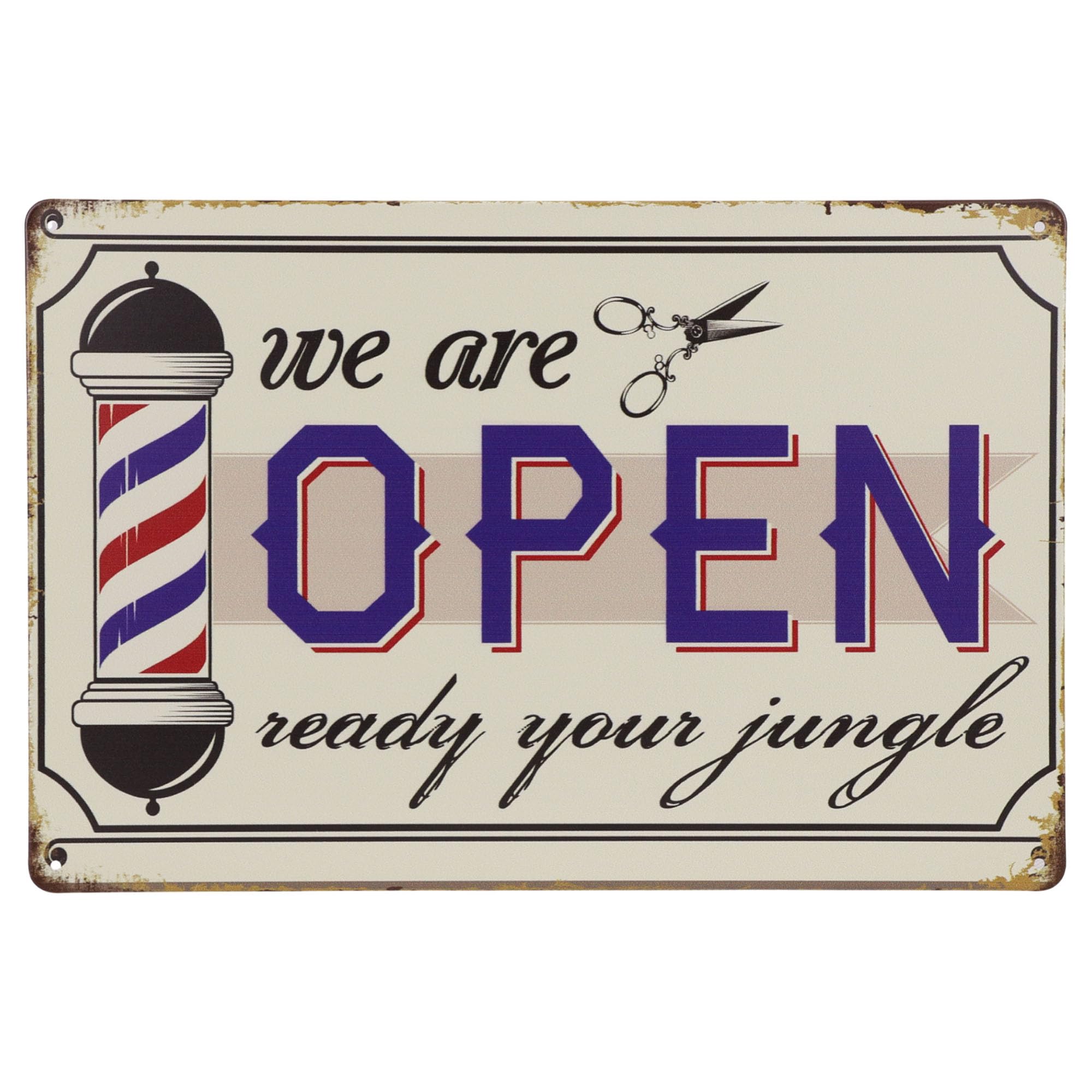 Eson White Open - Metal Tin Signs And Decor 20X30cm, Vintage Barber Shop Metal Plaque Sign, Hairdresser Decorative Wall Art, Barber Gifts Salon Wall Art Barber Shop Decor (White Open)