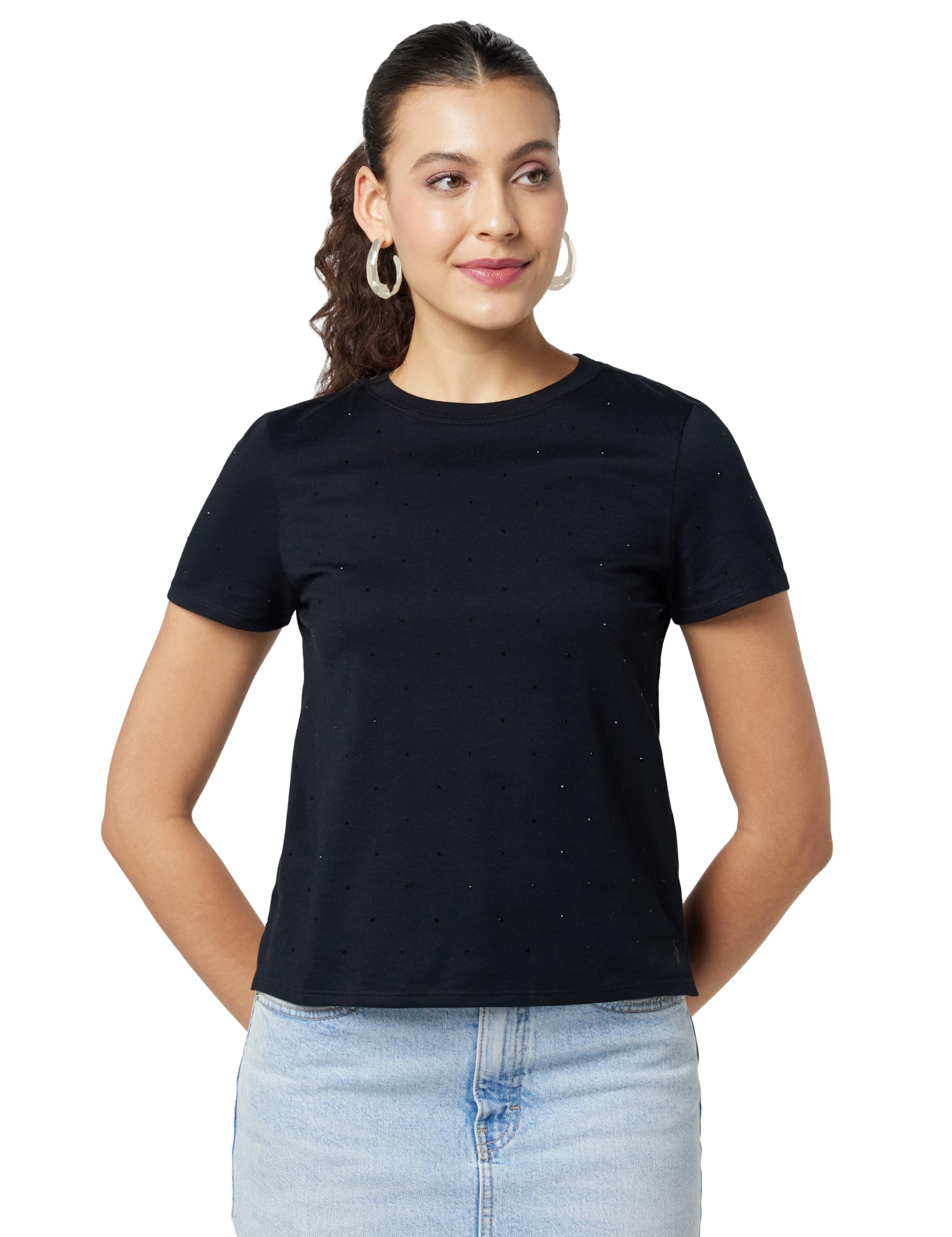 skechers Women's Solid Regular Fit T-Shirt-picture-37