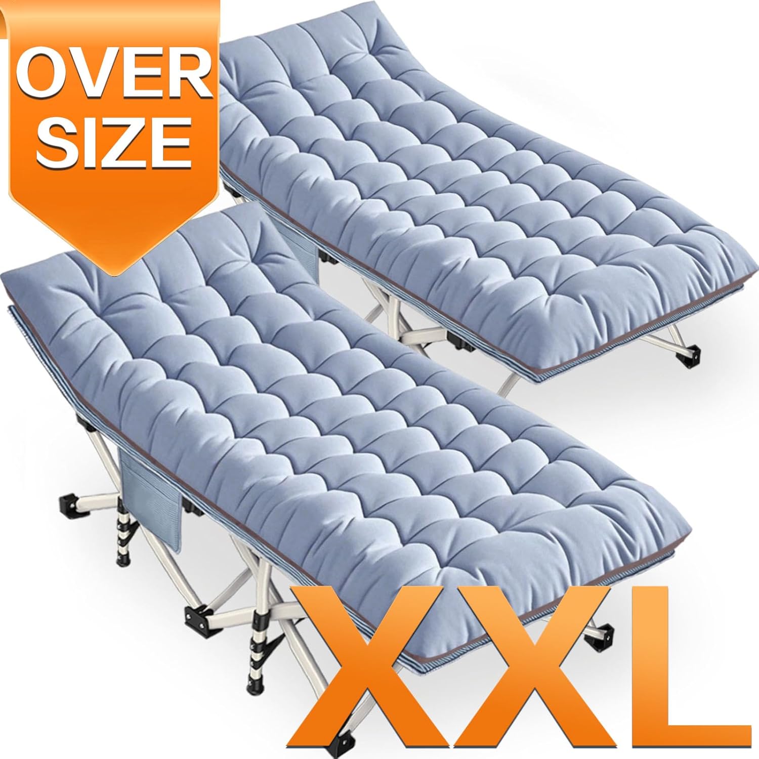 XXL Camping Cots 2 Pack 32In Extra Large Sleeping cots with Comfortable Mattress Oversize Camping Bed for Adults Cots Include Carry Bag for Adults Portable Cot Easy to Set Up Indoor Outdoor Office Nap