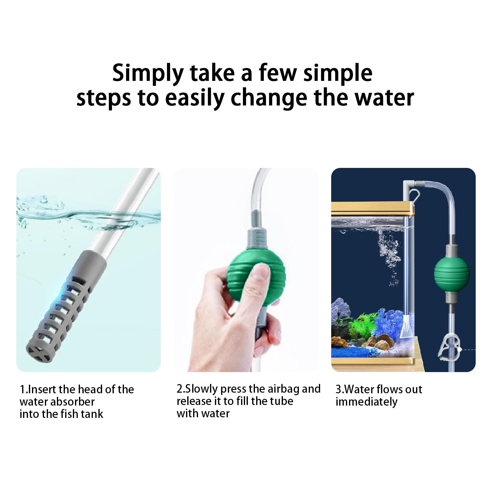 Cambiacqua Per Acquario Manuale Da 230 Cm - Sifone Per Pulizia Fondale E Cambio Acqua - Foto 7