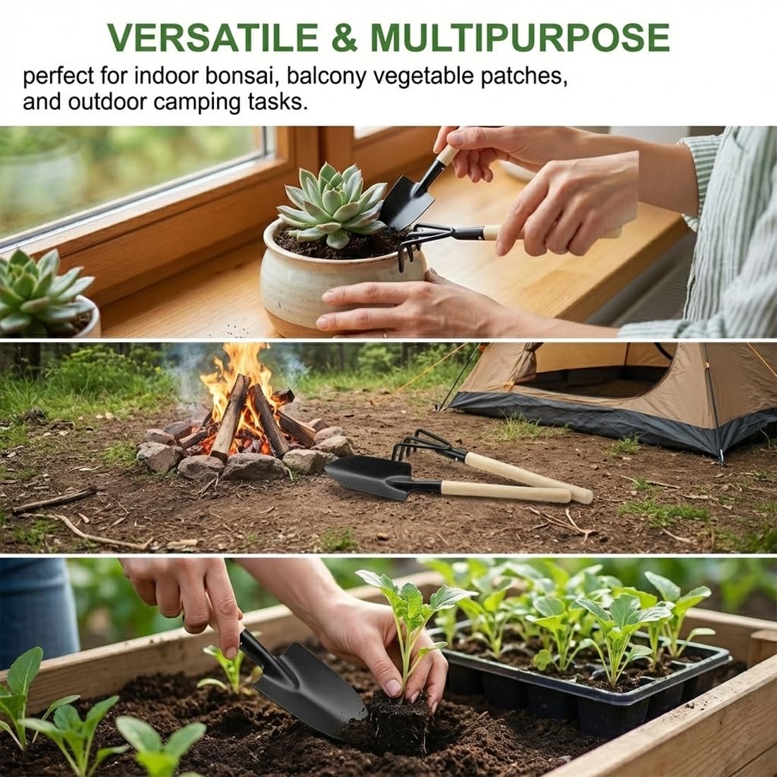 Juego de Herramientas de jardín de 6 Piezas, Mini Herramientas, Pala de jardín, pequeño Kit jardineria con rastrillo para Flores, Plantas, trasplantar y aflojar la Tierra