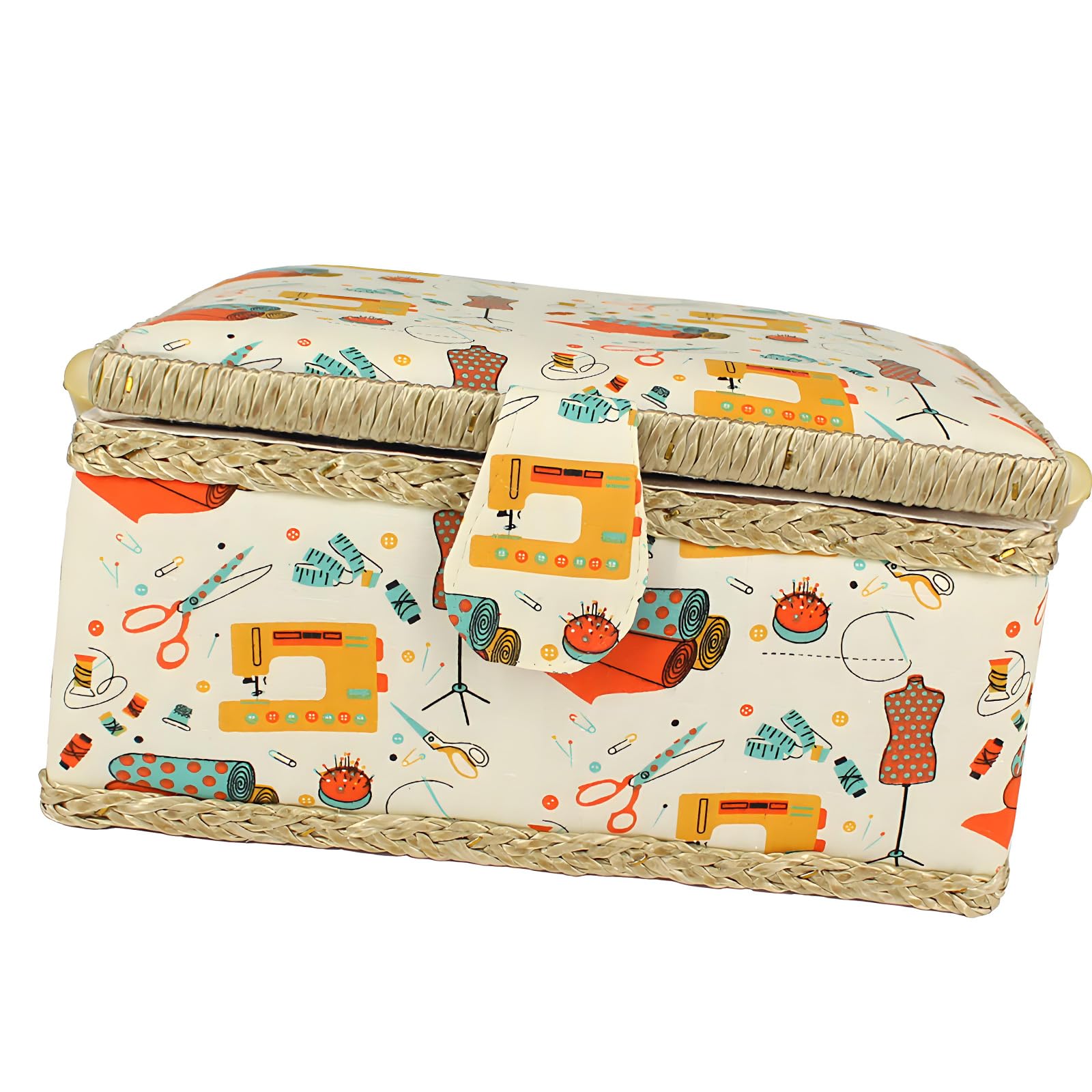 Boîte de rangement de fils en bois à loquets magnétiques puissants artisanale