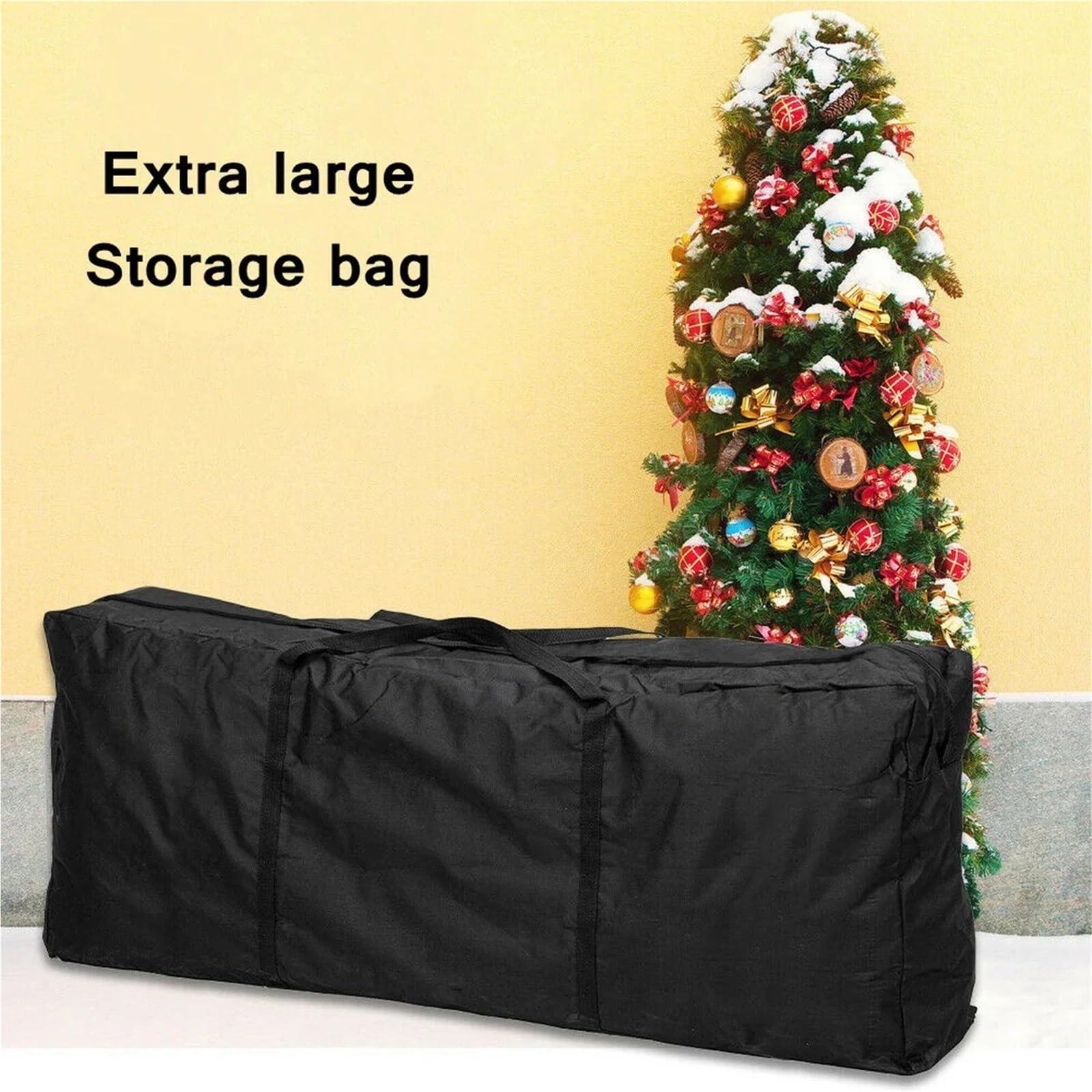 Borsa portaoggetti nera in tessuto Oxford resistente e impermeabile, coperture for set di mobili da giardino, organizer Per Cuscini(122x39x55cm)