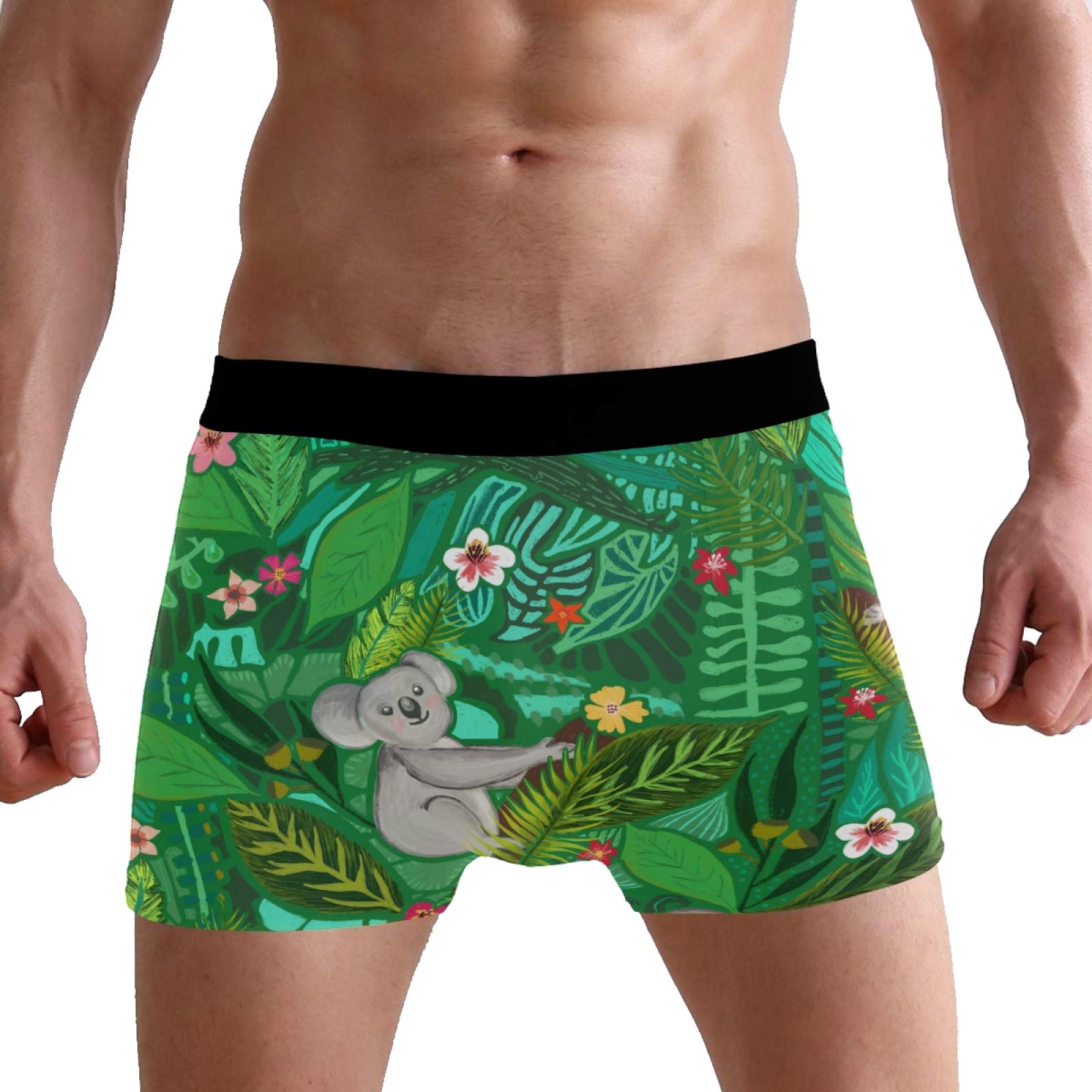 PUXUQU Mens Boxers Shorts Cute Koalas Leaves Flowers Australian Boxer Briefs Underwear for Men Boy