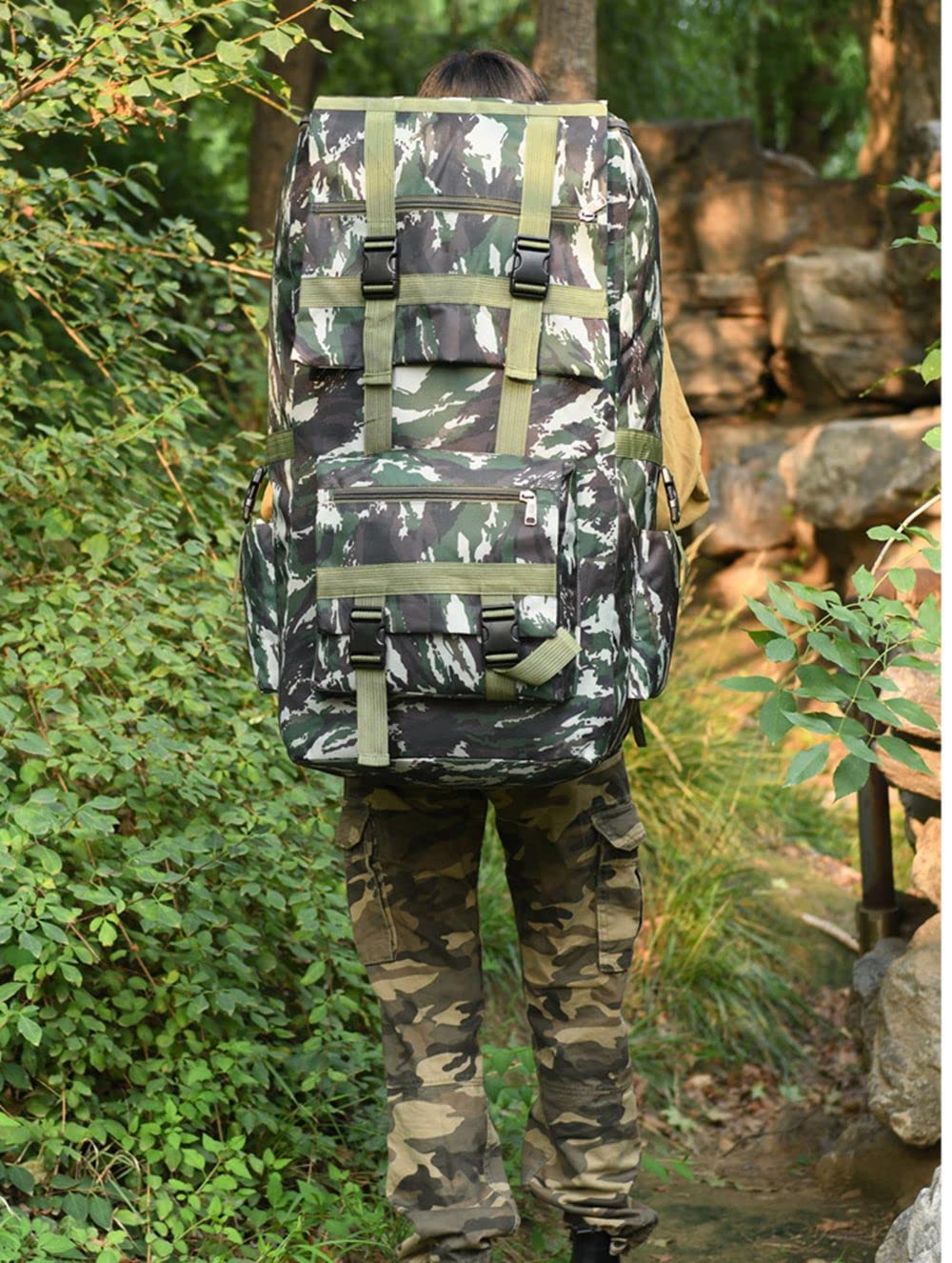 1Pcs Wanderrucksack 120L Große Kapazität Rucksack Outdoor Camping Wandern Reisen Wasserdichter Rucksack Taktischer Rucksack Taktische Rucksack für Männer Frauen