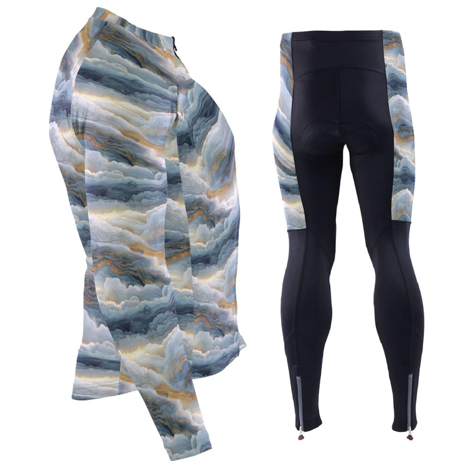 Radtrikot für kaltes Wetter, mit Taschen, winddicht, für Herren, lang, 3D-gepolstert
