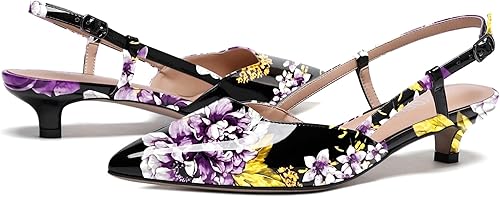 Miniatura 6 de WAYDERNS Zapatos de tacón bajo con correa de tobillo y puntera puntiaguda para mujer, 1.5 pulgadas