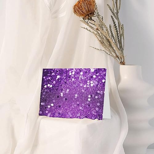 Miniatura 8 de DJUETRUI Tarjetas de felicitación con purpurina morada brillante en blanco con sobres, tarjetas de feliz cumpleaños, tarjetas del día de San