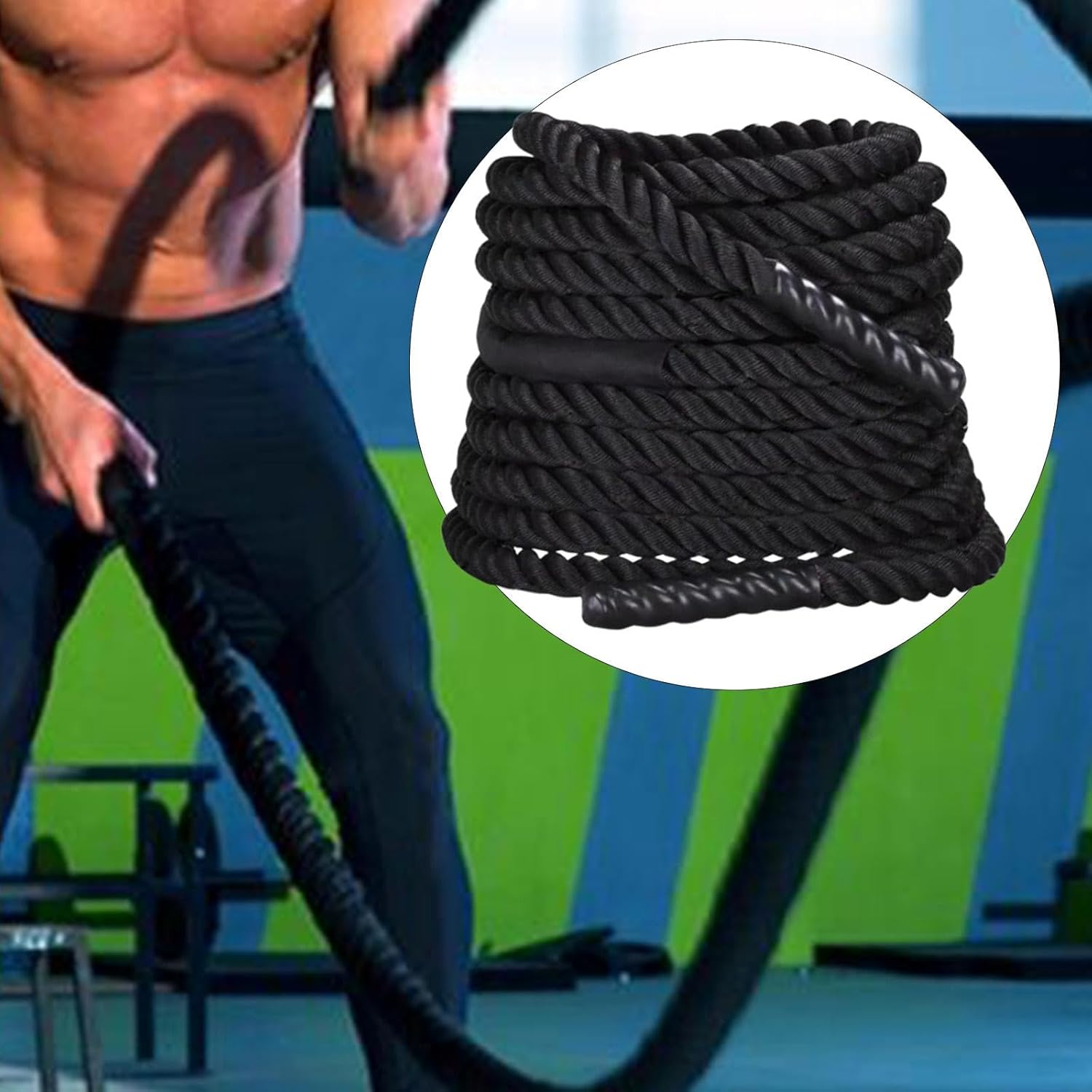 Qraatosi ジムフィットネストレニング用バトルロープエクササイズワークアウトフルボテイートレニングクロスフィットに