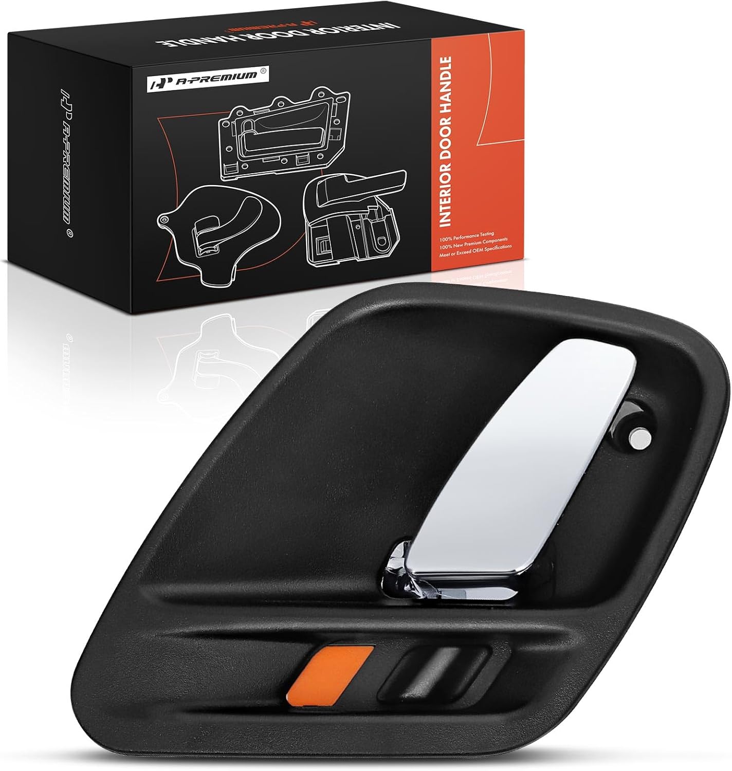 A-Premium Front or Rear Driver Side Interior Door Handle Compatible with Jeep WJ Series Grand Cherokee 1999-2004, Textured Black Housing with Chrome Lever, Replace# 5FX751AZAD