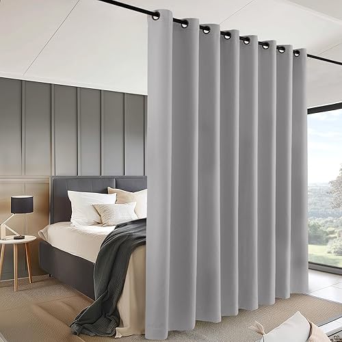 INOVADAY Cortina divisora de habitación para puerta corrediza de cristal, divisor de pared de privacidad para dormitorio, cortinas anchas para