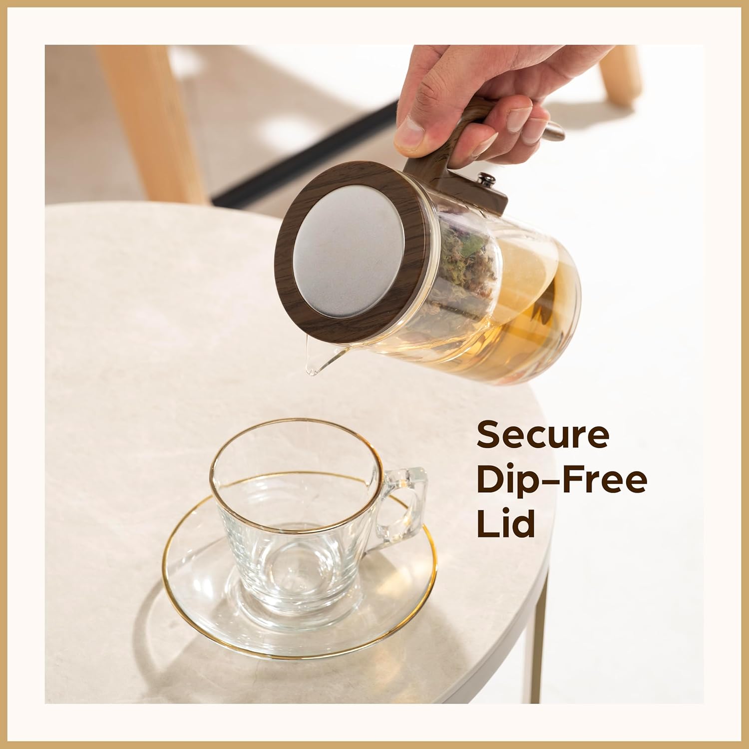 Enchanti Tea Pot - Modern Glass Infuser Teapot - Water Separation Magic Teapot with Heat-Resistant Handle - Elegant Gift Box & Writable Card - Perfect for Loose Leaf Tea - 600 ML (20oz) - Image 6