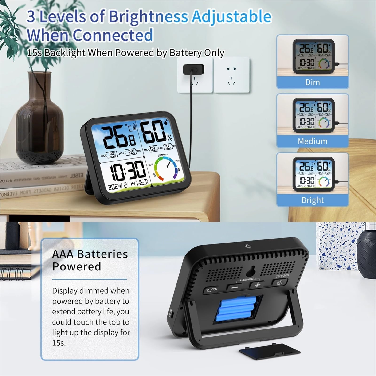 Station Météorologique, Thermomètre Et Hygromètre, 5 Pièces, Température Humidité pour le jardin
