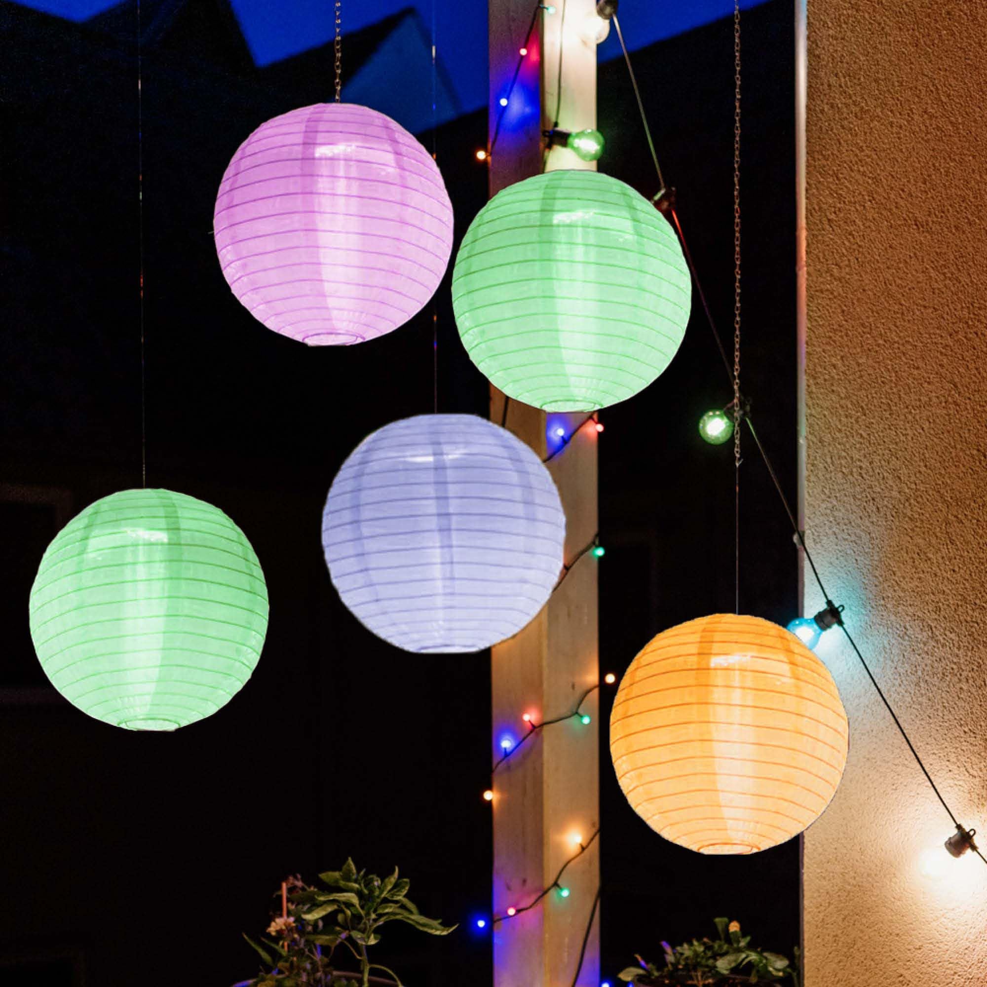 Hellum LED Lantern Outdoor with Remote Control, White Nylon Lampshade with Colourful LEDs with 15 Colour Options, Battery Operated for Garden Party 150384 โ image 1
