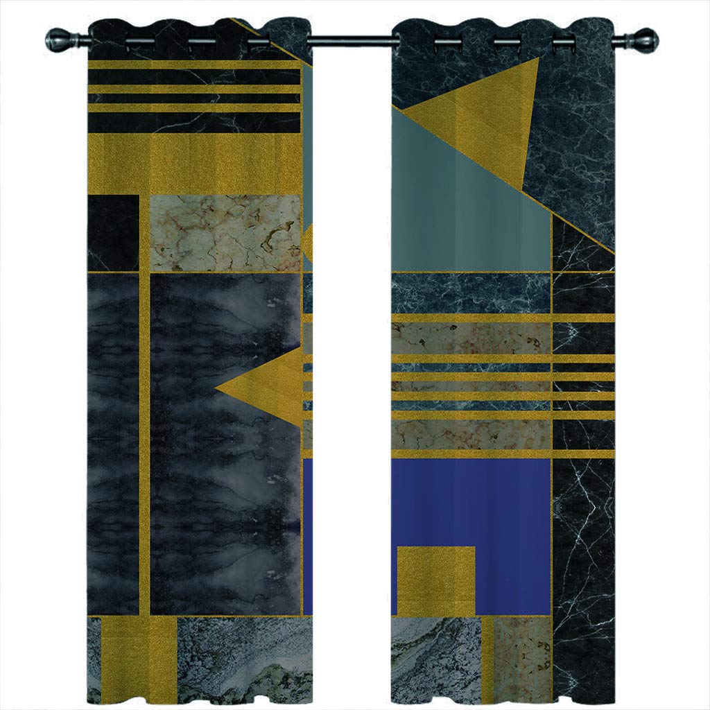Rideau occultant 3d marbre géométrique 234x230cm isolant thermique chambre