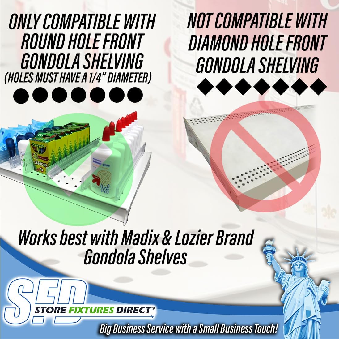 STORE FIXTURES DIRECT Adjustable Gondola Shelf Dividers - Retracting Item Organizer for Shelves 14" to 22" D - 50 Pack