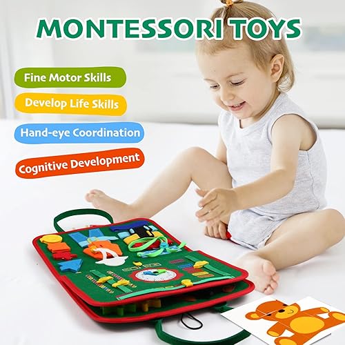 Miniatura 2 de Hooku Tablero ocupado para niños de 1 año, juguetes Montessori para niños de 2 años, juguetes sensoriales para bebés de 1 a 3 años, juguetes de