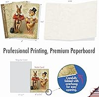 Vista 6 de The Best Card Company - 10 tarjetas de notas en caja en blanco (4 x 5.12 pulgadas) - Tarjetas surtidas a granel, imágenes vintage - Conejitos