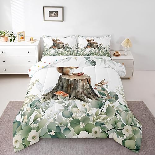 Erosebridal Kids Cute Animal Twin Bedding Sets for Girls Boys Cartoon Squirrel C