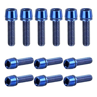12 Pcs Bicycle Stem Bolts,M5x18mm Bike Stem Fixed Screws Blue