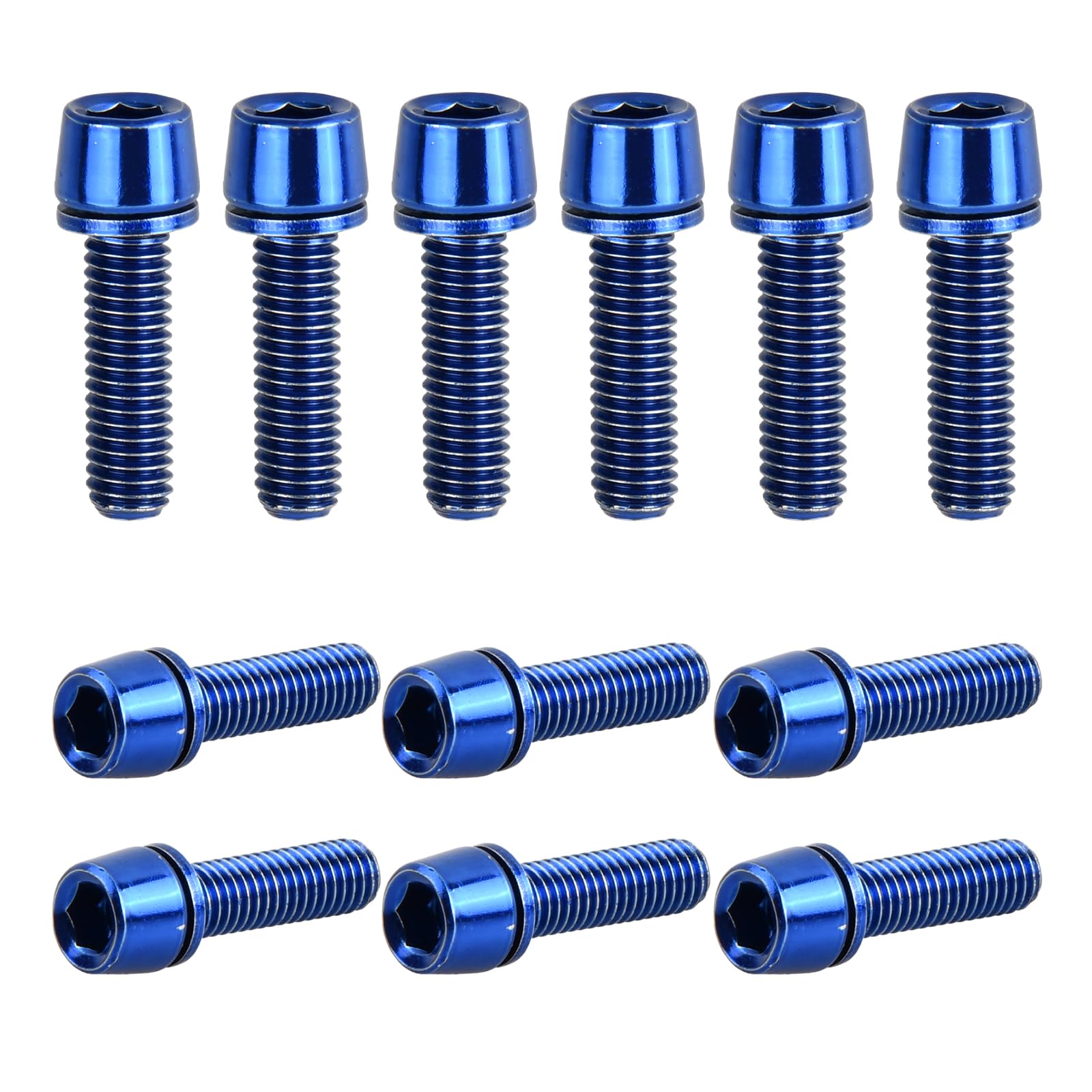 12 Pcs Bicycle Stem Bolts, M5x18mm Bike Stem Fixed Screws with Washers, 4 Colors, Stainless Steel Bike Disc Brake Caliper Bolts for Road Mountain Bicycle (Blue) — image 1