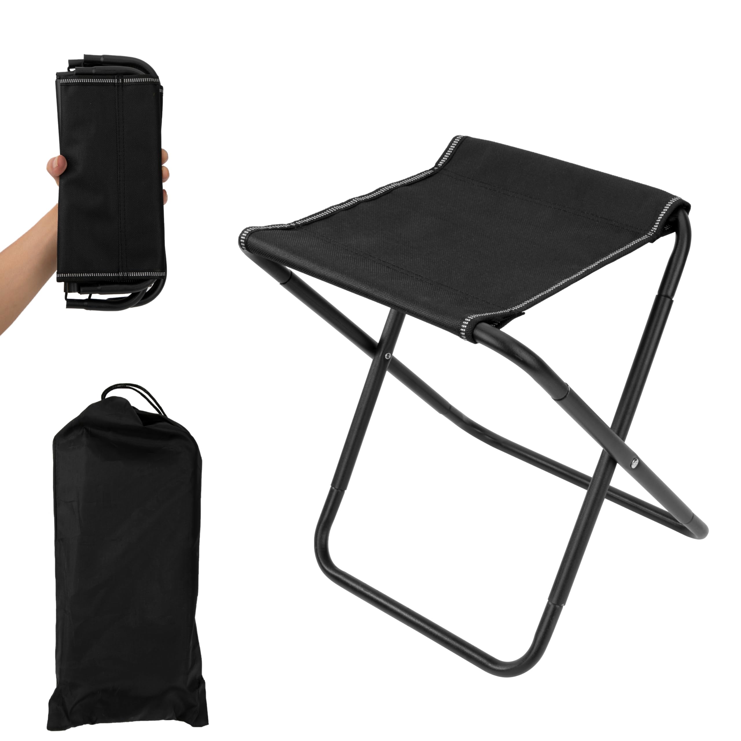 Mini Taburete Plegable Ligero Taburete de Camping Plegable con Bolsa de Almacenamient para Viajes Senderismo Jardín Pesca Barbacoa Playa Capacidad de Carga 120 kg