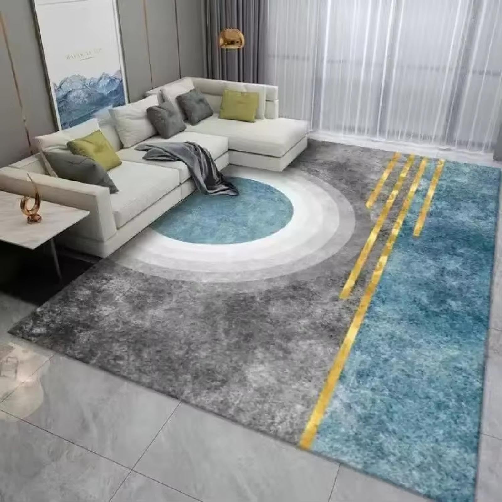Tapis de luxe nordique 130x190cm pour réchauffer un salon carrelé et moderne