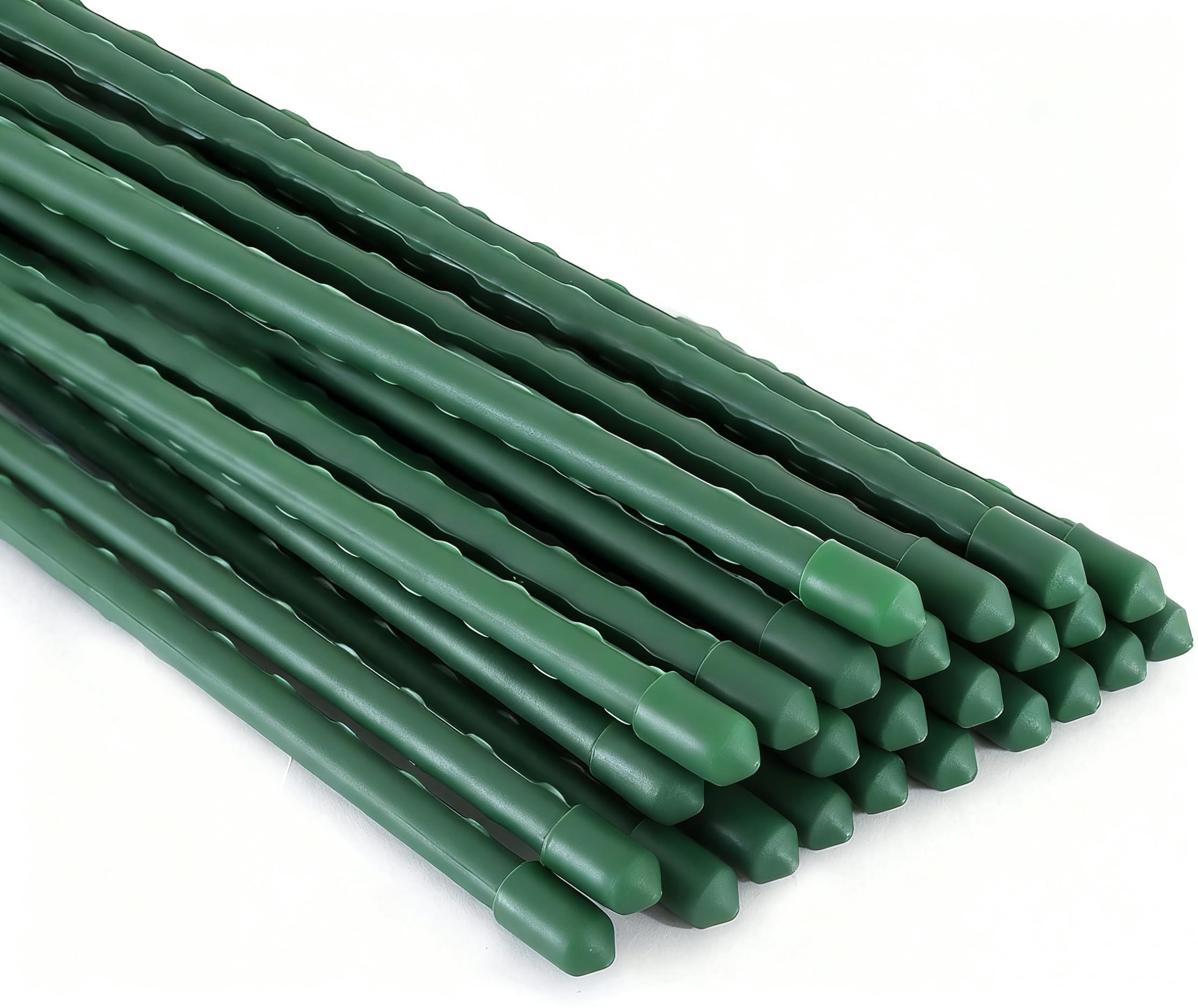 xiny tool garden stakes, 15 pack 8 ft steel plant garden tomato stakes with plastic coat for climbing plants (96 inch)