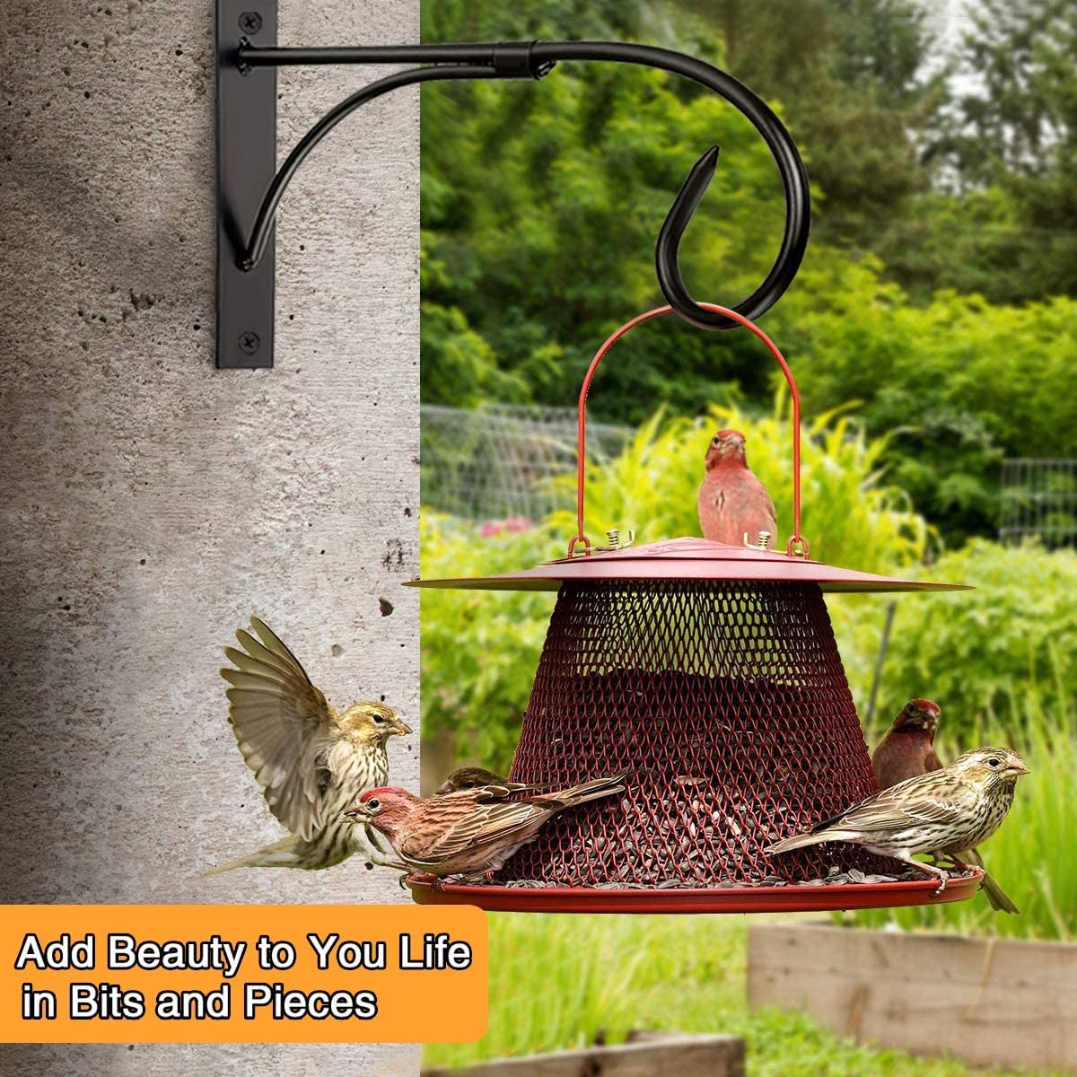 Soporte para plantas colgantes, gancho de pared de 11 pulgadas, colgador de metal decorativo rústico resistente para colgar plantas, comedero de pájaros, carillones de viento (1 unidad)