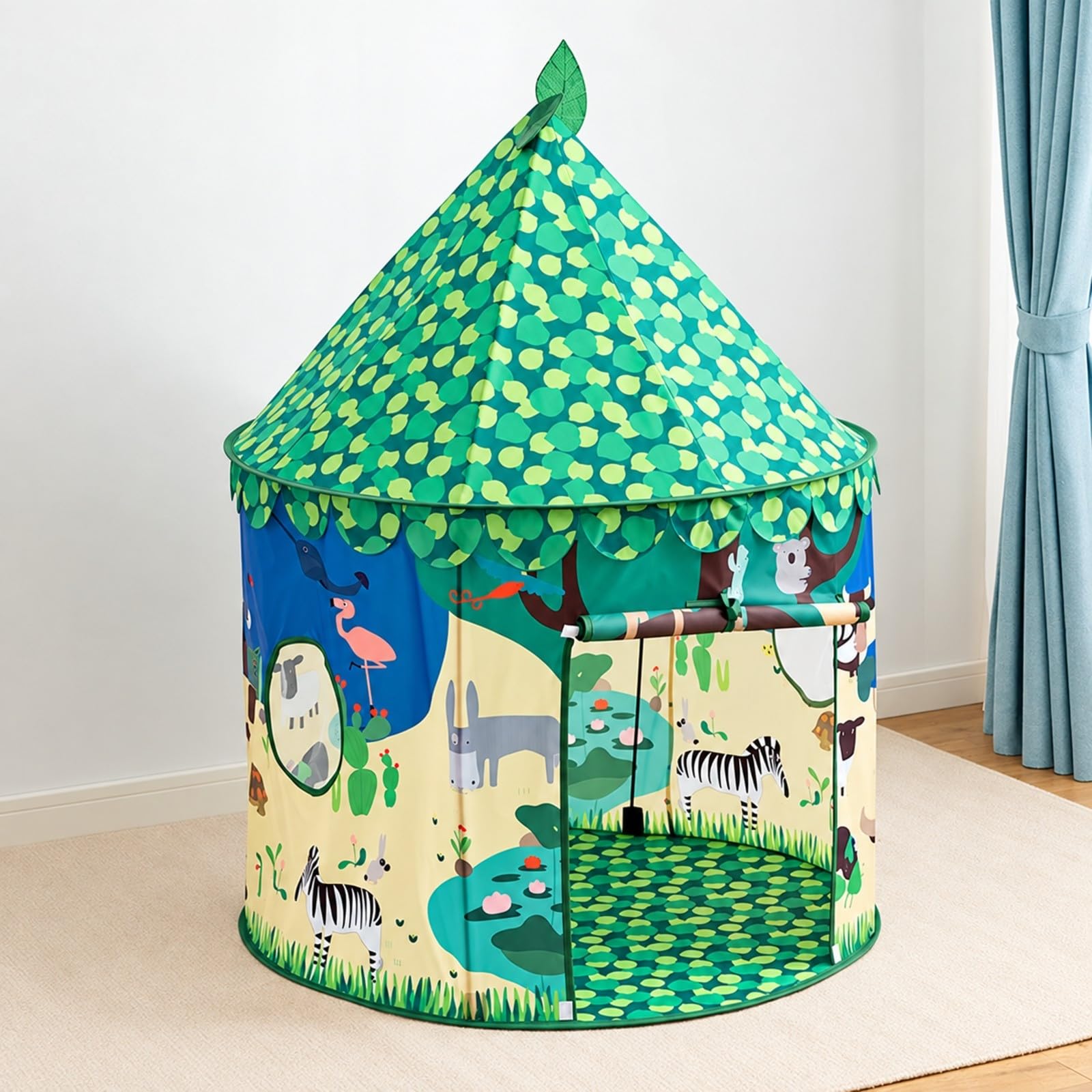Gioco con Tema Foresta Leggera Casetta da Gioco in Tessuto Ventilato per Area Giochi