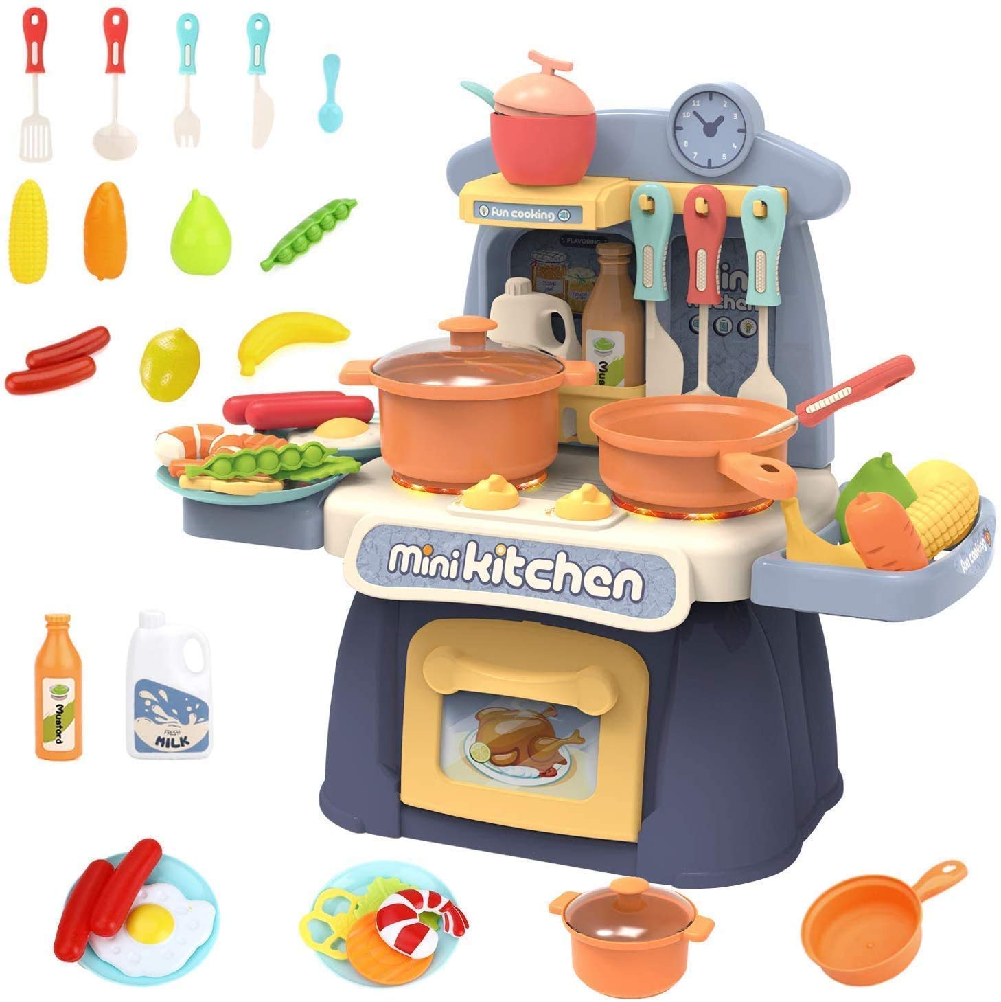 Dream Fitness Kitchen Set for Kids Girl with 26 Pcs Accessories Realistic Light & Sound Steam Simulation Kitchen Cooking Playset Kitchen Toy Set for Kids Girls ( Multi Color ) (B097XT5GCN) Amazon Price History, Amazon Price Tracker