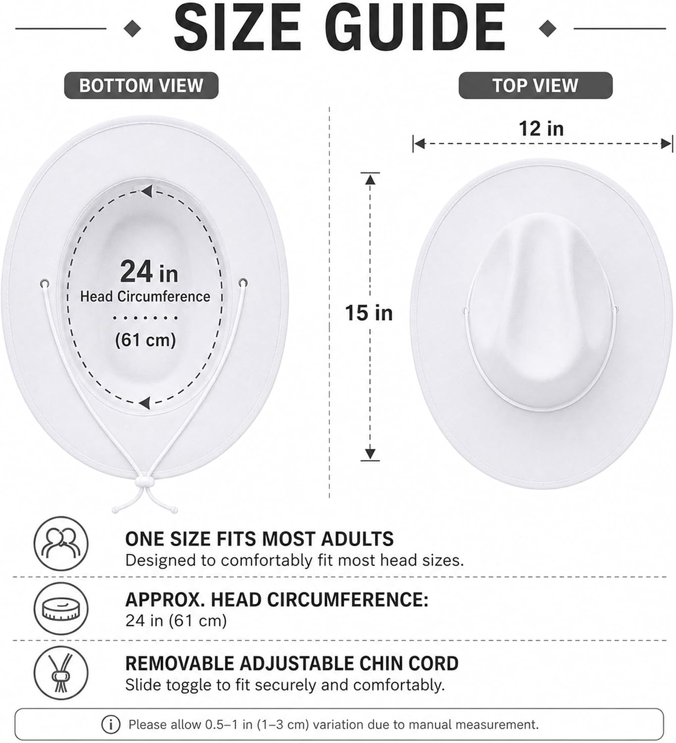 COLLECT PRESENT Plain Felt Cowboy & Cowgirl Hat for Men and Women | Western Studded Cowboy Hat in Adult Sizes