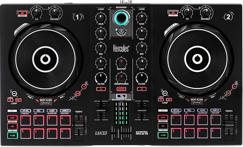 Control DJ Inpulse 300 | Controlador USB de 2 canales, con guía Beatmatch, DJ Academy y software DJ completo DJUCED incluido