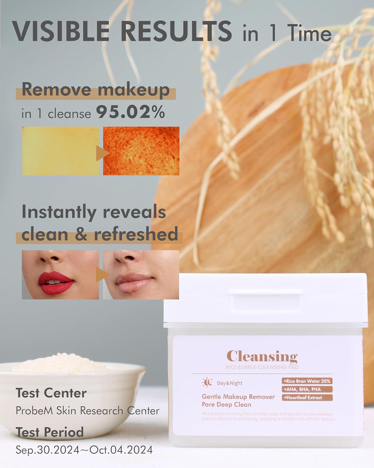 DERMAL Rice Bubble Cleansing Pad – Makeup Remover Bubble Pads - Exfoliating and Hydrating Cleansing Pad with Korean Rice Bran Water, AHA, BHA, PHA, Fresh Green Citrus Scent, 80pads - Image 3