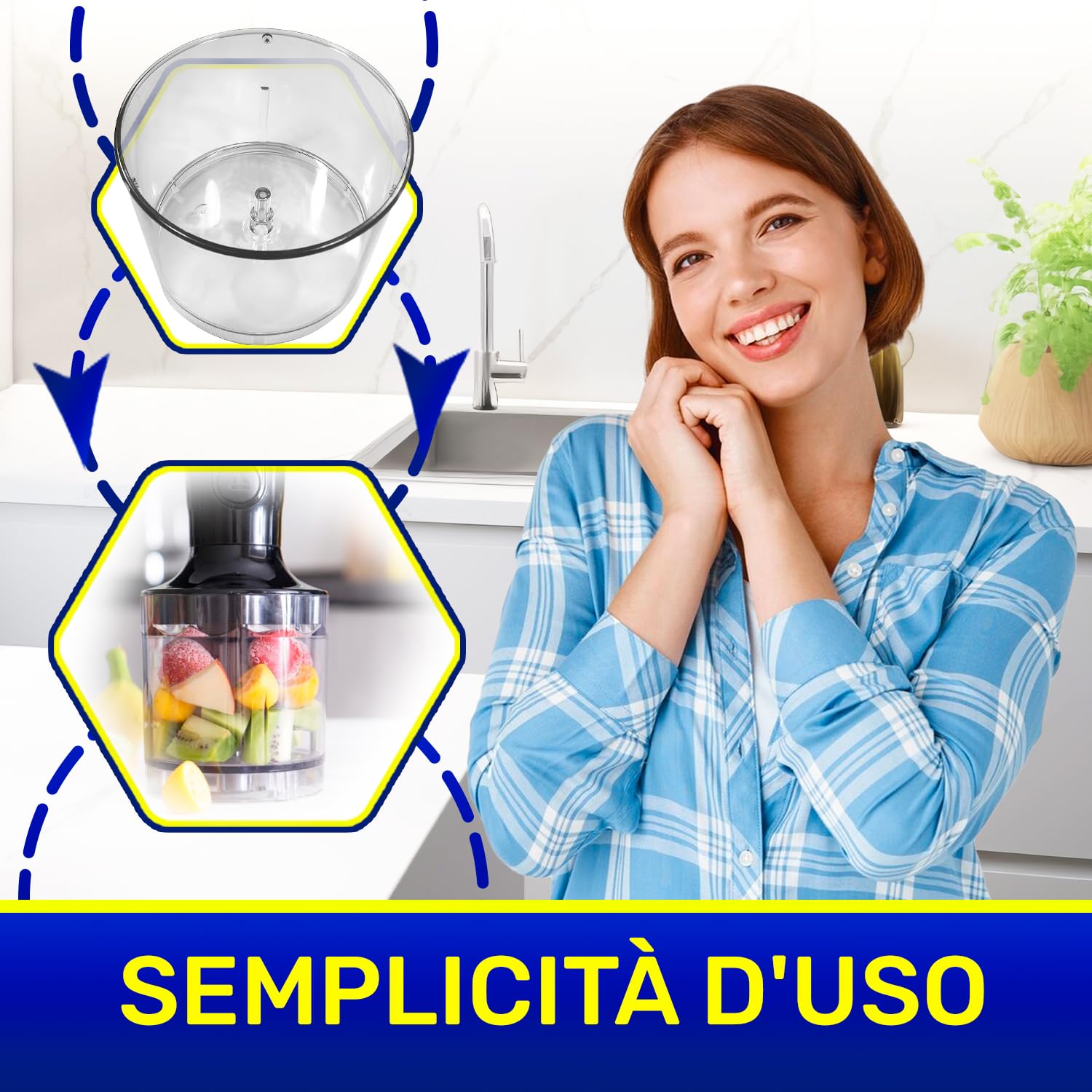 MONTERAL Ciotola per Frullatore a Immersione 450 ml con Codice Originale 00268636 12052085 per Bosch per Siemens - Garanzia di 10 Anni